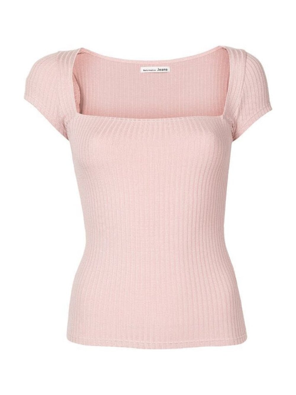 Reformation | Bardot Ribbed Top in Blush